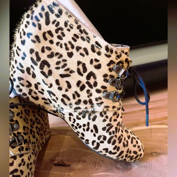 AUTUMN NATURAL Horsehair Rustic Look wedge booties SZ 8 EUR 38 VGUC - Picture 4 of 5